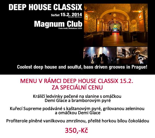 Deep House - menu v restauraci Magnum